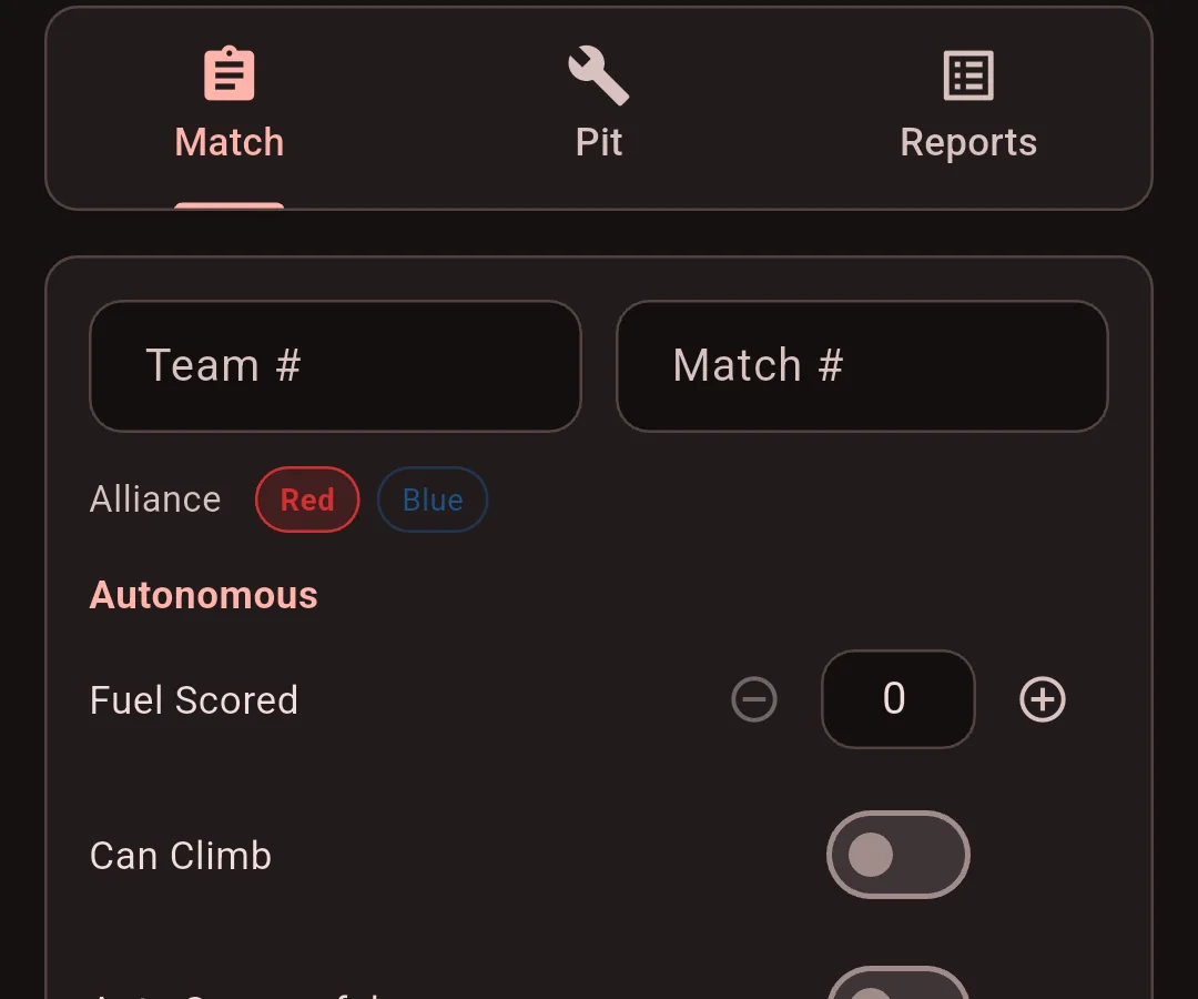 FIRST Command scouting form on Android